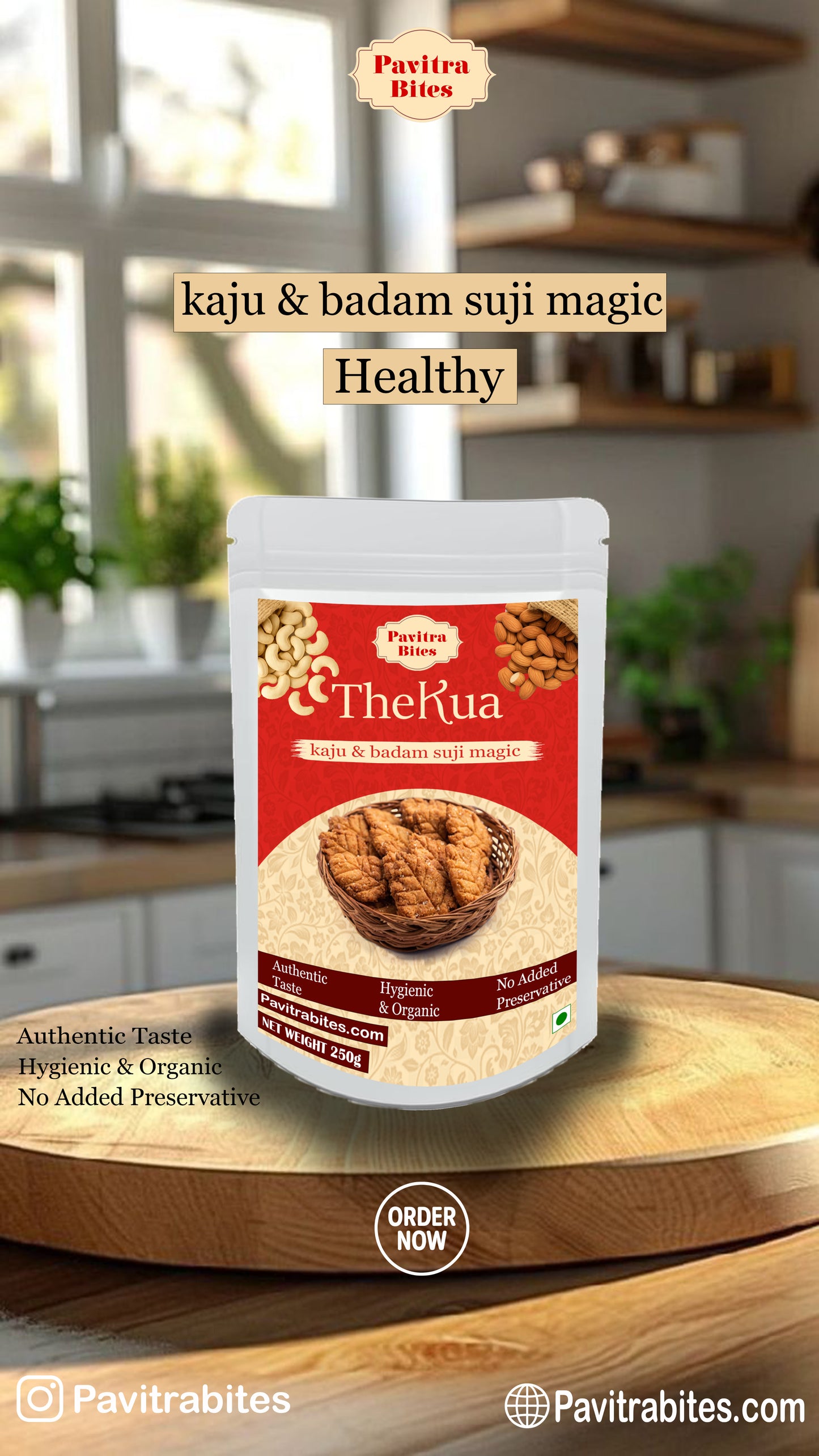 kaju & badam suji magic crispy & crunchy ( Healthy Thekua )